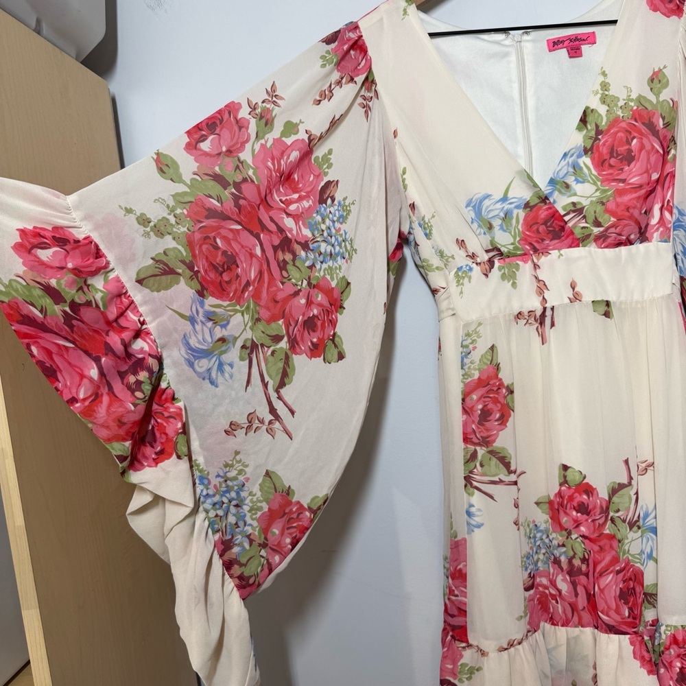 Betsey Johnson Bambi floral boho bohemian hippie flowy dress coquette girl sz 12 - Picture 9 of 14